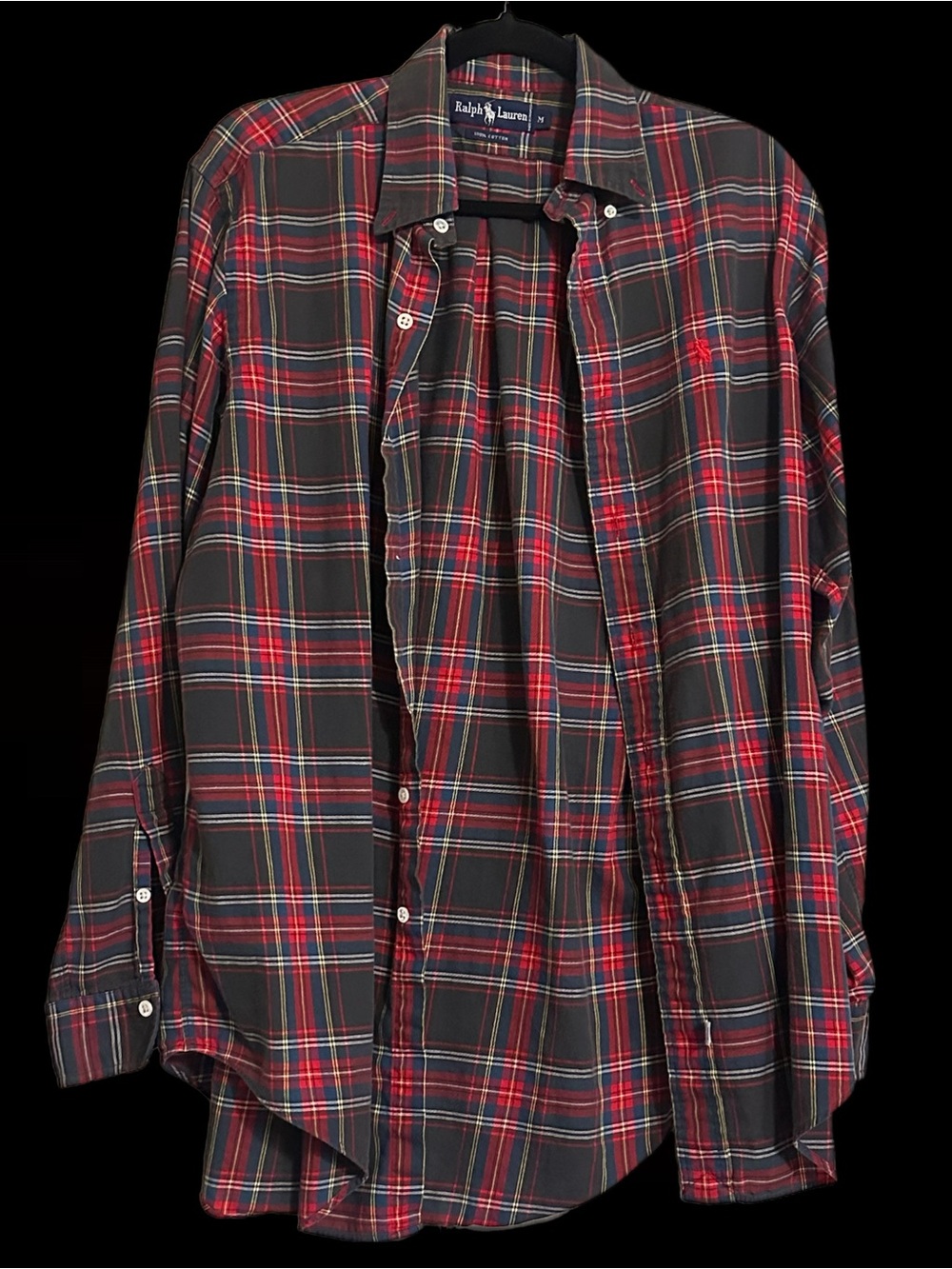 Ralph Lauren Red and Black Plaid Long-Sleeve Button-Down Shirt